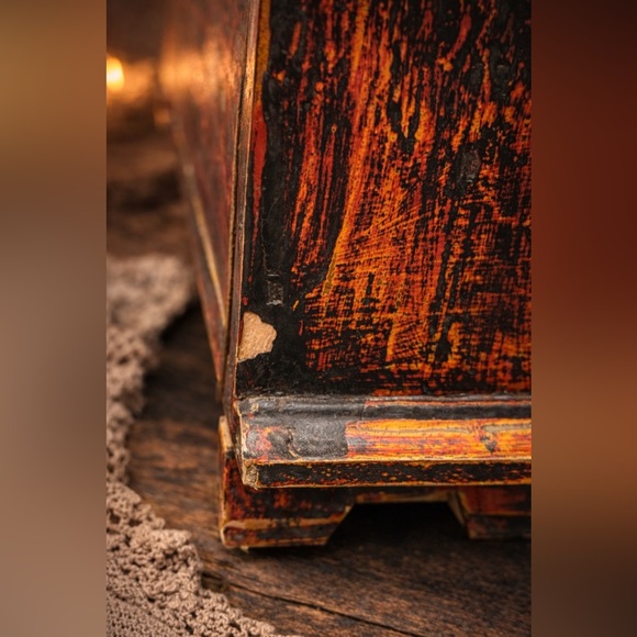 Vintage Hand Painted Sun Moon Wooden Jewelry Box Folk Art Cabinet - Picture 7 of 9